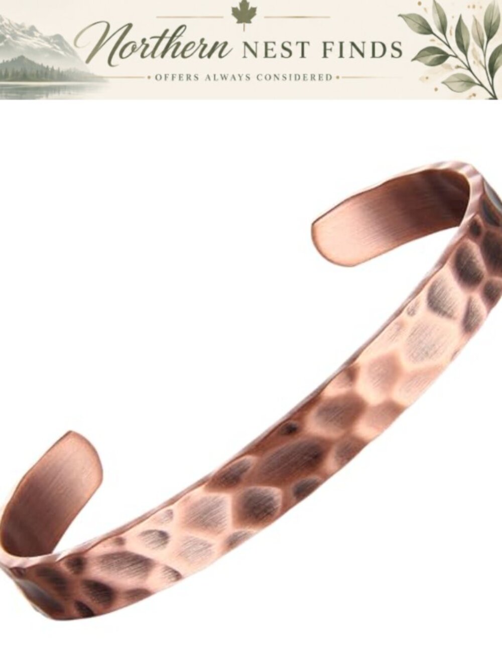 Solid Pure Copper Cuff Bracelet Unisex Handmade Adjustable Bangle